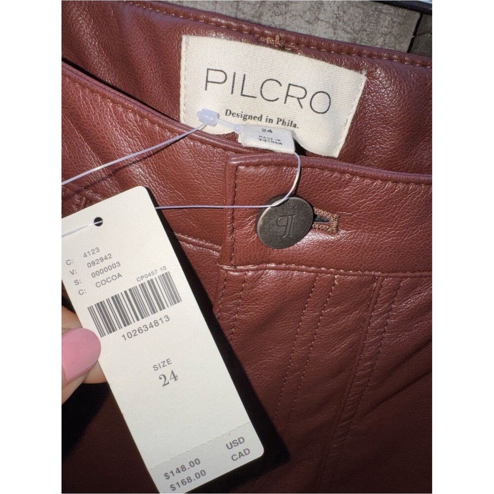 Pilcro | Anthropologie Rylan Faux Leather Relaxed High-Rise Flare Pants Size 24 - Picture 7 of 9